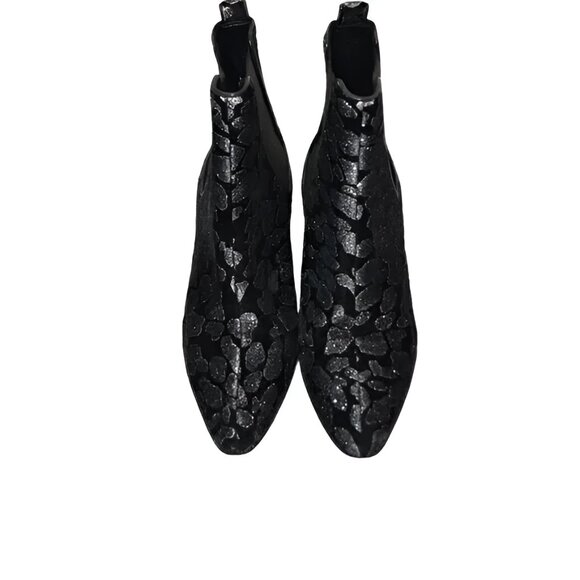 Saint Laurent YSL Black Leather Leopard Holiday Ankle Boots Booties 37.5 7.5 - Picture 4 of 10